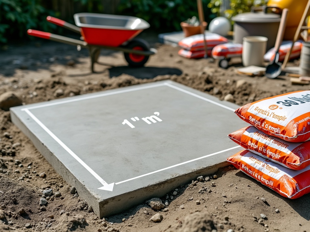 combien de sac de béton tout prêt pour 1m2