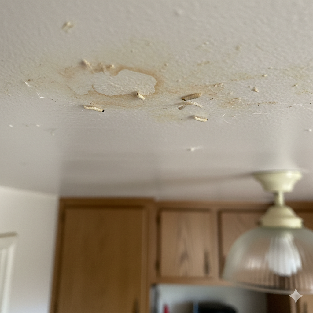 larves de mites au plafond